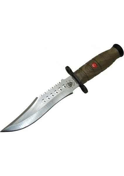 1522 Haki Komando Bıçağı 30CM - Tırtıklı Sırt, Kılıflı
