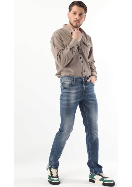 Erkek Regular Fit Jean Pantolon Mavi
