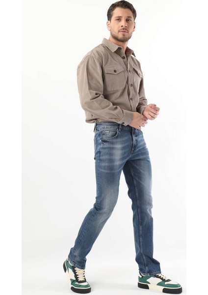 Erkek Regular Fit Jean Pantolon Mavi