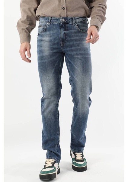 Erkek Regular Fit Jean Pantolon Mavi