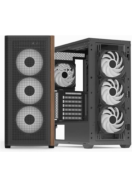 Aerocool Ae D501A Bk 4X12CM A-Rgb Fanlı, Ahşap Ön Panel Temp Cam Yan ve Mesh Ön Panel,usb Type-C fiyatları