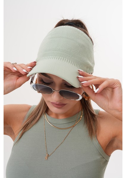 Saç Çıkartmalı Triko Vizör Şapka