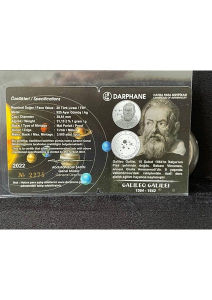 Galileo Galilei (1564-1642) Hatıra Parası
