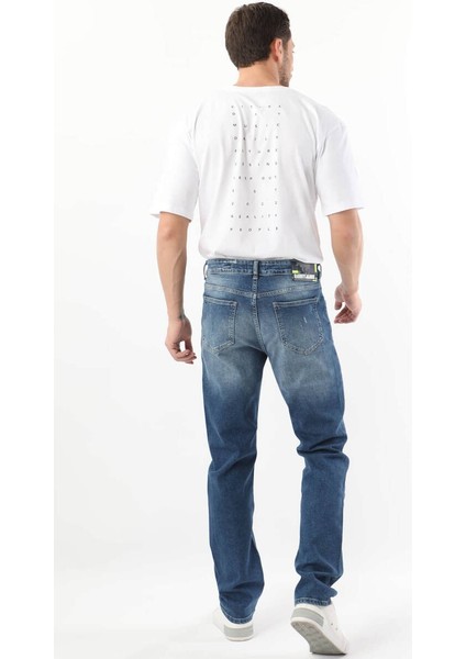 Erkek Yırtık Detaylı Jean Pantolon Mavi modelleri