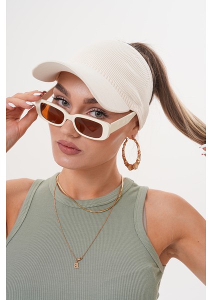 Saç Çıkartmalı Triko Vizör Şapka