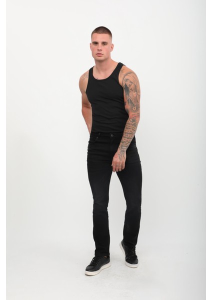 Erkek Regular Fit Jean Pantolon Siyah