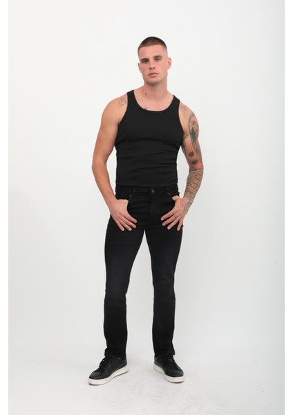 Erkek Regular Fit Jean Pantolon Siyah