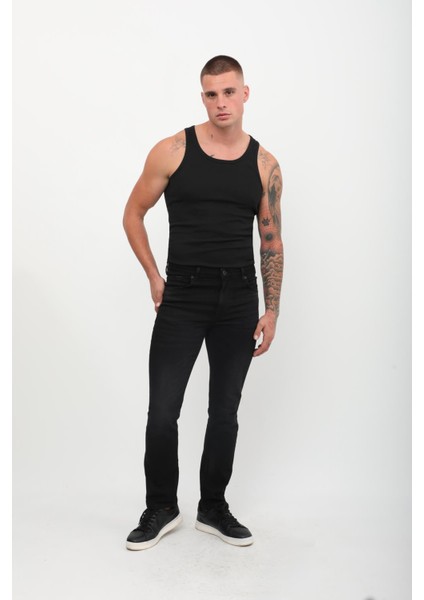 Erkek Regular Fit Jean Pantolon Siyah