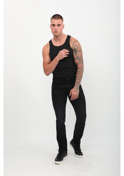 Erkek Regular Fit Jean Pantolon Siyah