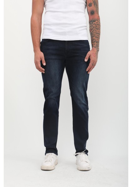 Erkek Koyu Lacivert Jean Pantolon