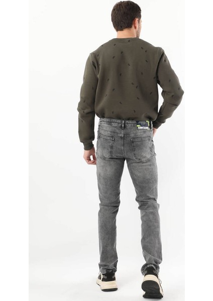 Erkek Regular Fit Jean Pantolon Gri
