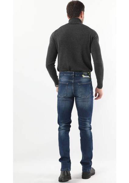 Erkek Regular Fit Jean Pantolon Koyu Mavi