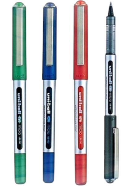 Uniball Eye Micro ( 0.5 ) Mavi-Kırmızı-Siyah- Yeşil Roller Kalem ( Dört Adet )
