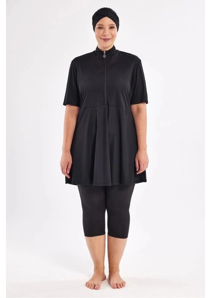 253803 Siyah Naomi Battal Büyük Beden Kısa Kollu Lycralı Mayo modelleri