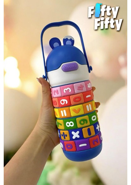 430 ml Pipetli Çelik Termos Askılı Matematiği Sevdiren Su Matarası -FFVGN30031-430ML