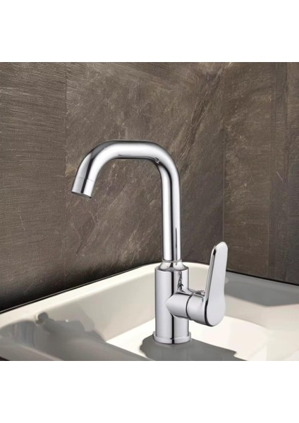 Lavabo Bataryası Krom Banyo Lavabo Musluk Ağır Prinç Gövde Döner Boru Modern Lüks Armatür Gümüş Gri fiyatları