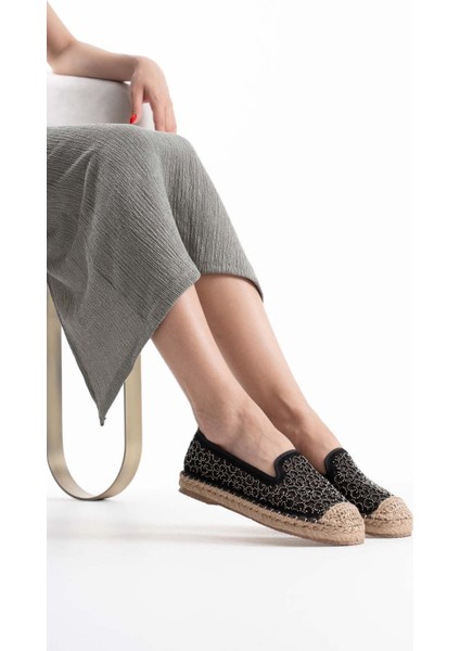 Dune Premium Kadın Siyah Espadril Ayakkabı