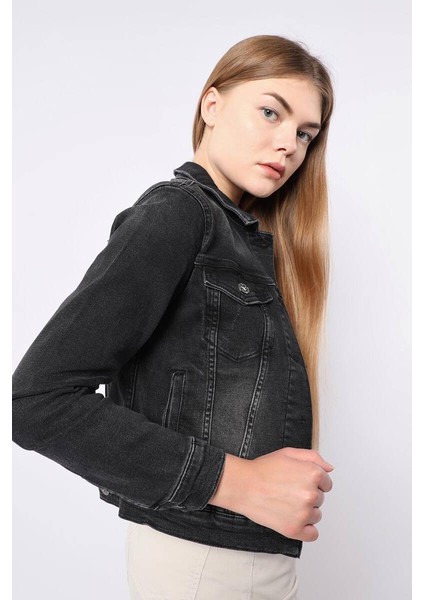 Kadın Antrasit Slim Fit Jean Ceket fiyatları