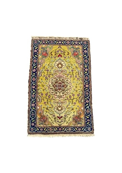 El Dokuma Bünyan Halısı Vintage 60X95 Yeşil Eskitme Küçük Halı
