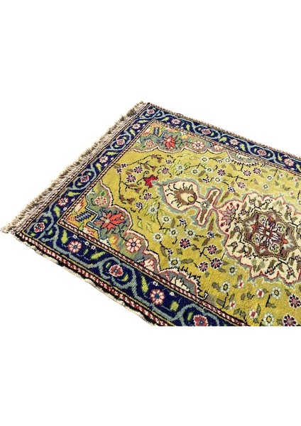 El Dokuma Bünyan Halısı Vintage 60X95 Yeşil Eskitme Küçük Halı fırsatları