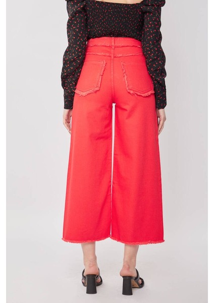 Kadın Püskül Detaylı Culotte Pantolon Kırmızı modelleri