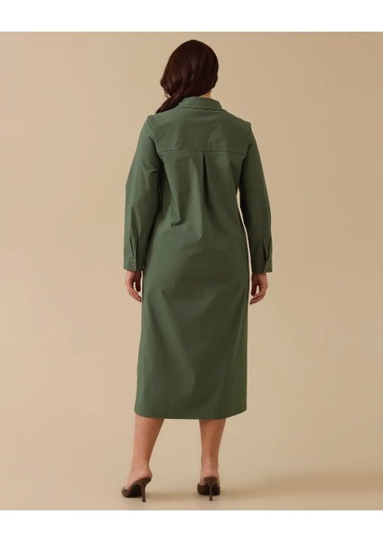 4002 Önü Boydan Düğmeli Kolu Manşetli Önü Taş Armalı Günlük Elbise #03-25# fiyatları