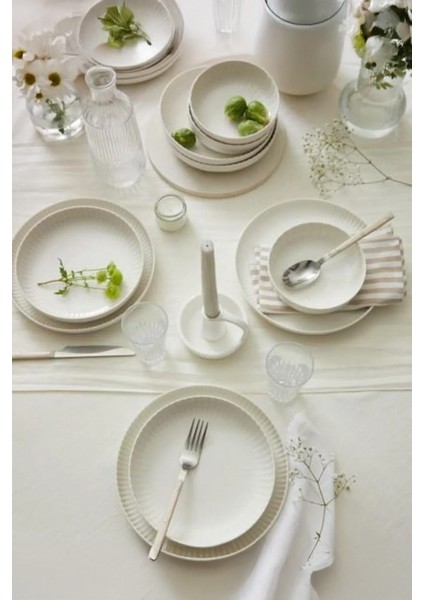 Crest Sade Dekorsuz 24 Parça 6 Kişilik Bone Yemek Takımı