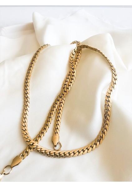 Paslanmaz Çelik Gold Kalın Italyan Zinciri Kadın Kolye