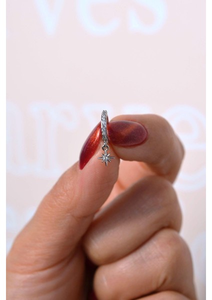 Kutup Yıldızı Halka Tragus Piercing Helix Kıkırdak Küpesi Gümüş Renkli modelleri