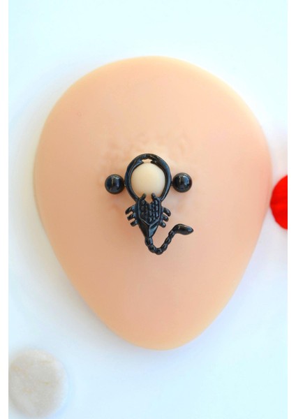 Siyah Akrep Çelik Nipple Piercing Akrep Model Meme Ucu Piercingi