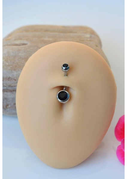 Siyah Renk Tektaşlı Çelik Göbek Piercingi fiyatları