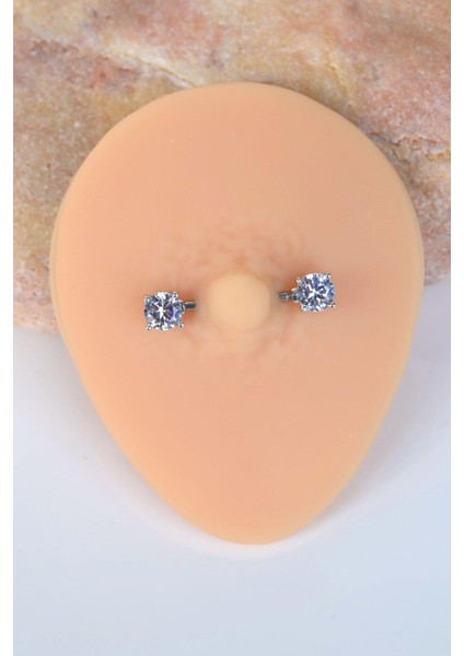 Tektaşlı Nipple Piercing Taşlı Meme Ucu Piercingi 18 mm modelleri