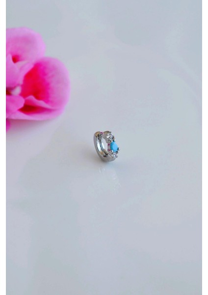Mavi Taşlı 5 mm Mini Halka Piercing Forward Helix Tragus Piercing Daith Helix