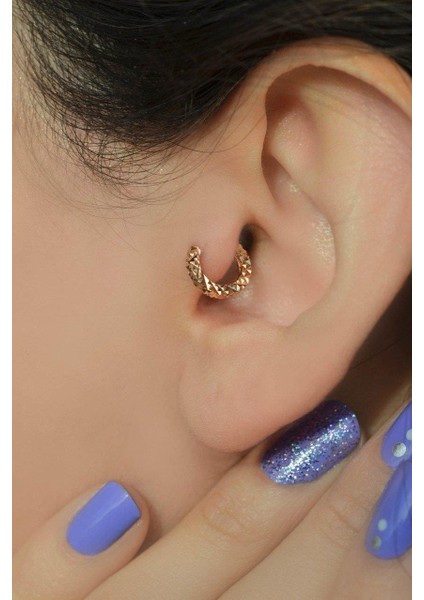 Lazer Kesim Altın Model Halka Tragus Helix Kıkırdak Piercing 6 mm modelleri
