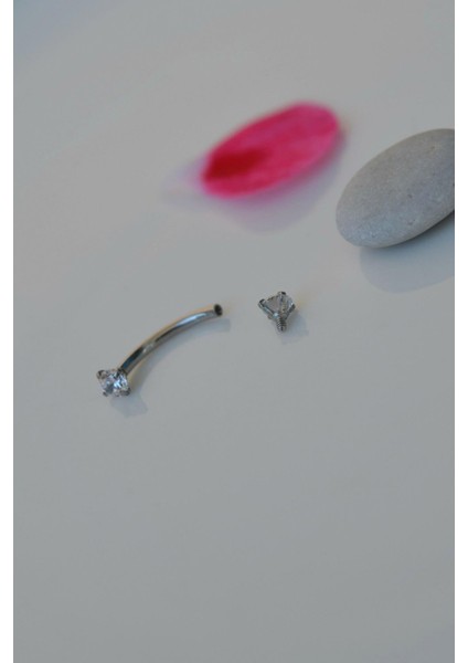 Sacce Scarves&Accessories Minimal Çelik Iki Ucu Taşlı Göbek Piercingi Gümüş Renkli modelleri