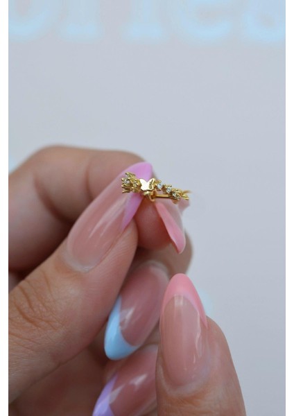 Gold Taşlı Kelebekli Helix Piercing Halka Taşlı Conch Piercingi fiyatları