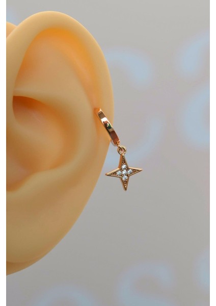 Kutup Yıldızı Halka Helix Piercing Lob Kıkırdak Küpesi