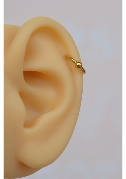 Mini Topçuklu Çelik Halka Piercing 8 mm Gold Renkli