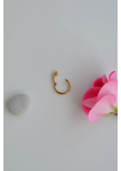 Mini Topçuklu Çelik Halka Piercing 8 mm Gold Renkli modelleri
