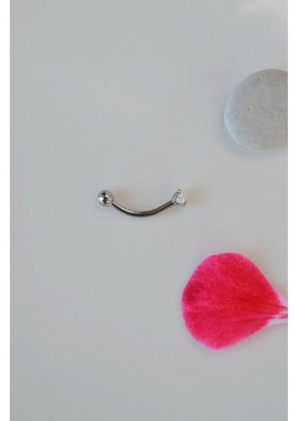 Minimal Çelik Taşlı Göbek Piercingi Gümüş Renkli fiyatları