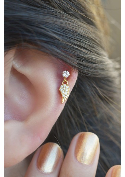 Gold Melek Kanadı Sallantılı Piercing Helix KIkırdak modelleri