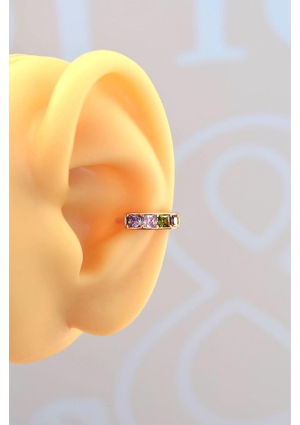 Çok Renkli Halka Conch Piercing Multicolor Helix Kıkırdak Küpesi fırsatları