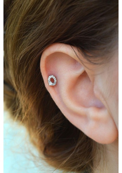 O Harfi Piercing Gümüş Renkli Harf Piercing O