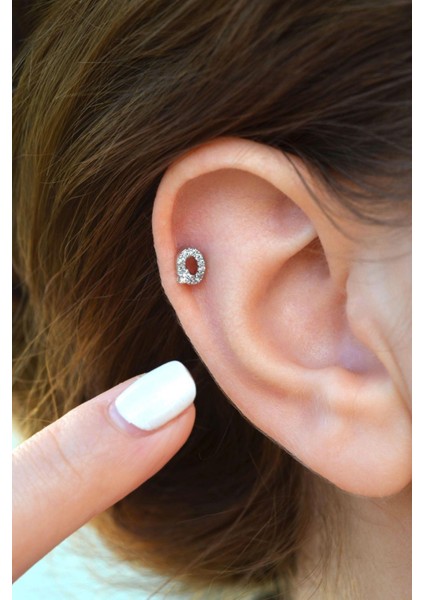 O Harfi Piercing Gümüş Renkli Harf Piercing O fiyatları