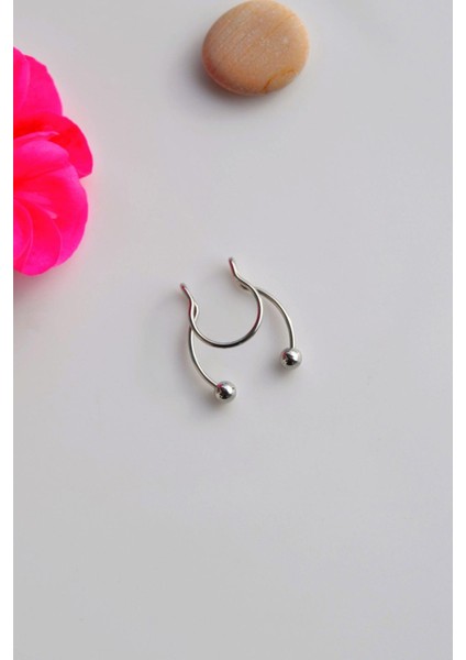 Fake Septum Piercing 316 L Çelik Sıkıştırmalı Burun Piercingi Gümüş Renk modelleri
