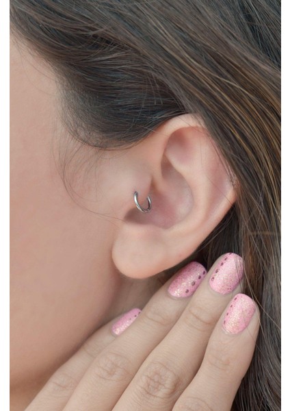 6 mm Halka Model Düz Çelik Tragus Piercing Gümüş Renk fırsatları