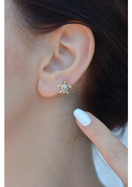 Zirkon Taşlı Kaplumbağa Helix Piercing Karetta Kıkırdak Lob Küpesi Tek Adet fırsatları