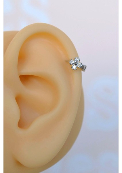 6 mm Mini Halka Çiçekli Piercing Forward Helix Tragus Helix Kıkırdak Gümüş Renk fiyatları