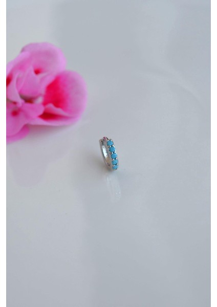 Gümüş Renkli 8 mm Firuze Taşlı Helix Piercing Tragus Kıkırdak Lob fiyatları