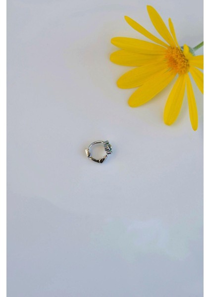 6 mm Mini Halka Yeşil Çiçekli Piercing Forward Helix Tragus Helix Kıkırdak